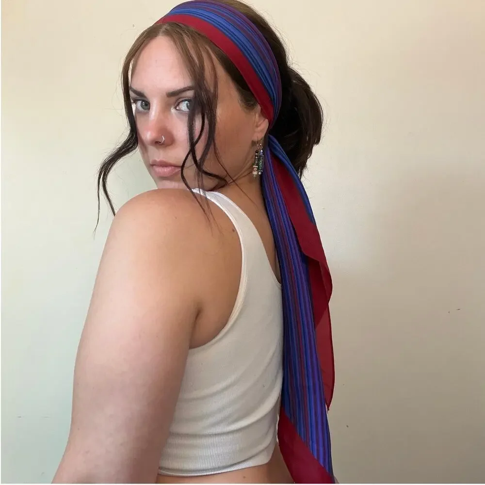 Vintage Purple & Red Head Scarf